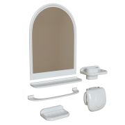 Набор для ванной комнаты с зеркалом Елена 7 предметов белый