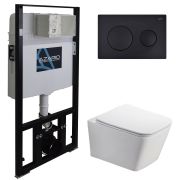 Инсталляция Azario для подвесного унитаза  AZ-8010-100+унитаз Nova с сиденьем микролифт AZ-2216 SP+кнопка AZ-8200-0011