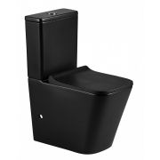 Унитаз напольный Azario Quadro напольный безободковый чёрный матовый в комплекте с бачком и сидением