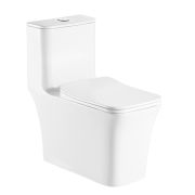 Унитаз-моноблок Azario GRESSA безободковый в комплекте с сиденьем дюропласт микролифт. Размер 705х37