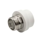 Муфта полипропиленовая комбинированная с наружней  резьбой ф 50х1 1/2'' под ключ БЕЛАЯ