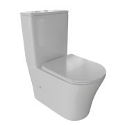 Унитаз напольный WAVE TREND безободковый гориз, нижн, 2-кн.арм, сид. дюро, м/л, быстр, БЕЛЫЙ глянец