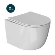 Унитаз подвесной WAVE LARA безободковый, сиденье дюропласт, микролифт БЕЛЫЙ глянец (XL)