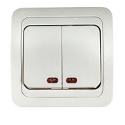 Выключатель 2 СП CLASSICO 10А с индикацией белый 2123 IN HOME