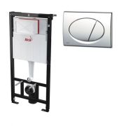 Инсталляция для унитаза ALCAPLAST AM101/1120+кнопка M570+звукоизоляц. плита М91