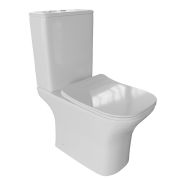 Унитаз напольный WAVE CITY безободковый гориз, нижн, 2-кн.арм, сид. дюро, м/л, быстр, БЕЛЫЙ глянец