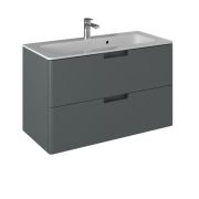 Тумба подвесная из ДСП и МДФ Прато т18-100 Грэй МАТ + умыв. Прато