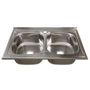 Мойка 50х80 (0,6) 2-х чаш вып 3 1/2 MIXLINE 18см с сифоном