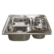 Мойка врез 50х63 (0,8) 2-х чаш вып 3 1/2 MIXLINE 18см с сифоном