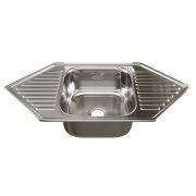 Мойка врез 50х95 (0,8) УГЛОВАЯ вып 3 1/2 MIXLINE 18см с сифоном