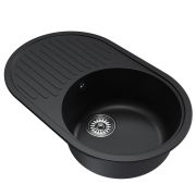 Мойка ML-GM16 овальная с крылом, ультра-черная (344), 730*460*180мм