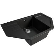 Мойка ML-GM24 угловая с крылом, ультра-черная (344), 790*490*200мм