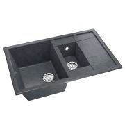 Мойка ML-GM22 двухчашевая с крылом, антрацит  (343), 770*495*195мм