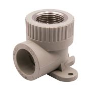 Уголок полипропиленовый комбинированный с внутренней резьбой ф  25х3/4'' с креплением серый