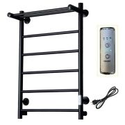 Полотенцесушитель электрический ЛЦ 80х50 ПОЛКА 6 перекл ПРЯМОЙ ЧЕРНЫЙ (унив,подкл. таймер,450 Вт) ZO