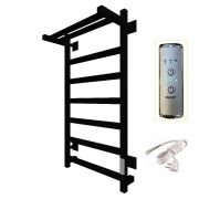 Полотенцесушитель электрический ЛЦ 80х50 ПОЛКА 7 перекл ТРИУМФ ЧЕРНЫЙ (унив.подключение, таймер,323