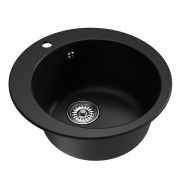 Мойкa ML-GM13 круглая, ультра-черная (344), 495мм (глуб. чаши 200)