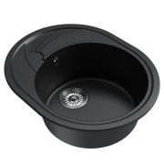 Мойка ML-GM17 овальная с крылом, ультра-черная (344), 580*470*180мм