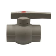 Кран пластиковый шаровый ф 32мм серый