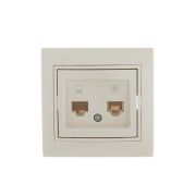 Розетка компьютерная + телефонная 2-м СП Mira RJ45 + RJ11 крем./крем.. LEZARD 701-0303-143