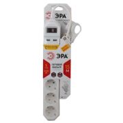 Сетевой фильтр Эра USF-5es-1.5m-USB-W 5гнезд+ 2USB 1,5м зазем. выкл.(белый)