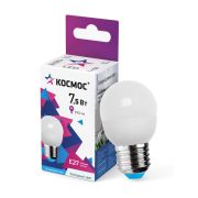 Лампа светодиодная 7.5Вт шар 6500К холод. бел. E27 220В КОСМОС LkecLED7.5wGL45E2765