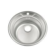 Мойка врезная круглая FRAP декор толщина 0,8мм ф490мм глубина 175мм втутренний ф 368мм выпуск 110мм + сифон