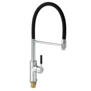 Смеситель для кухни шаровый MAGNUS 8253 GFmark боковая ручка гибкий излив, с фиксацией, ЧЕРНЫЙ