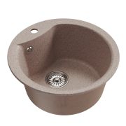 Мойкa ML-GM12 круглая, песочная (302), 480мм (глуб. чаши 210)