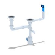 Сифон 3 1/2*40 А7700 Грот с носиком и жест переливом двойной разноур смещен АНИ пласт