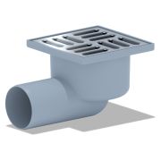 Трап 50 с горизонтальным спуском, не регулируемая решетка 100х100 нержавеющая АНИ пласт TA5102