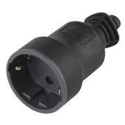 Розетка штепсельная с з\к 16А каучук черная с заглушкой 106-0400-0102/102