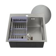 Мойка врезная 50х50 (3,0х0,8мм) FABIA PROFI ДЕКОР глубина 20+сифон+корзина