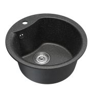 Мойкa ML-GM12 круглая, черная (308), 480мм (глуб. чаши 210)