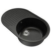 Мойка ML-GM16 овальная с крылом, черная (308), 730*460*180мм