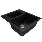 Мойка ML-GM21 двухчашевая, ультра-черная (344), 600*500*190мм