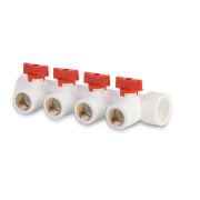 Коллектор PPR 32х1/2х4 с шаровыми кранами белый